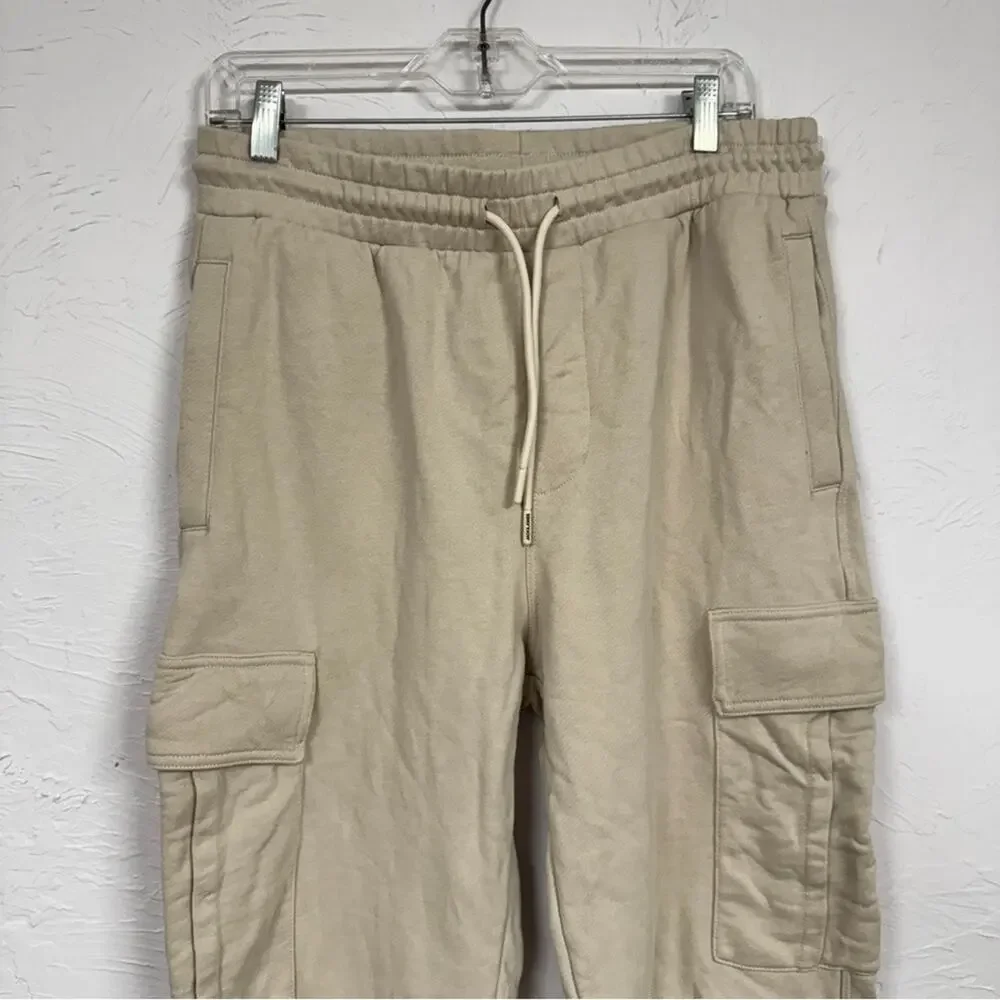 Jack & Jones Cream Cargo Jogger Sweatpants Mens M Classic Casual Cozy Athletic